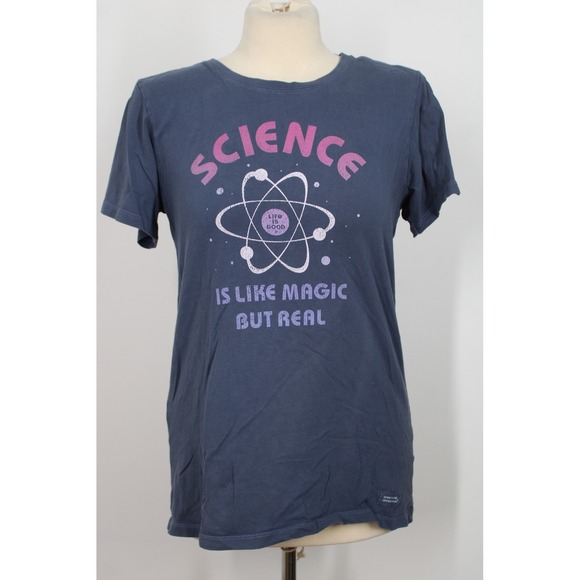 Life is Good M Blue Science is Like Magic Tee Short Sleeve Graphic T-Shirt - Picture 1 of 9